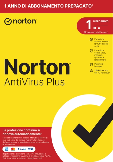 Norton AntiVirus Plus – 1 Dispositivo – 1 Anno – Licenza ESD