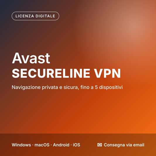 Avast SecureLine VPN 5 dispositivi PC Mac iOs Android 1 Anno ESD