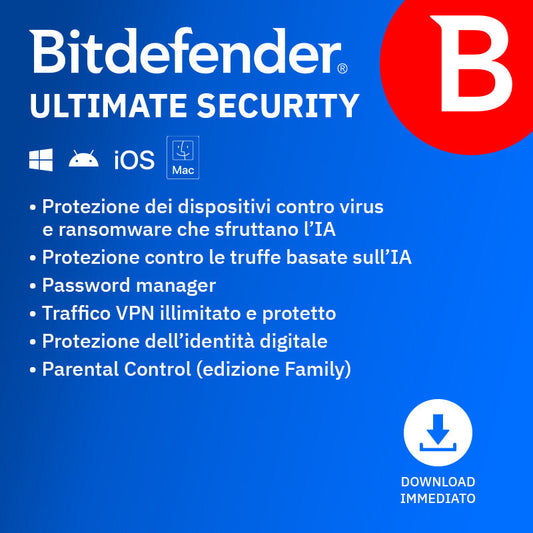 Bitdefender Ultimate Security Family 25 dispositivi 2 Anni ESD