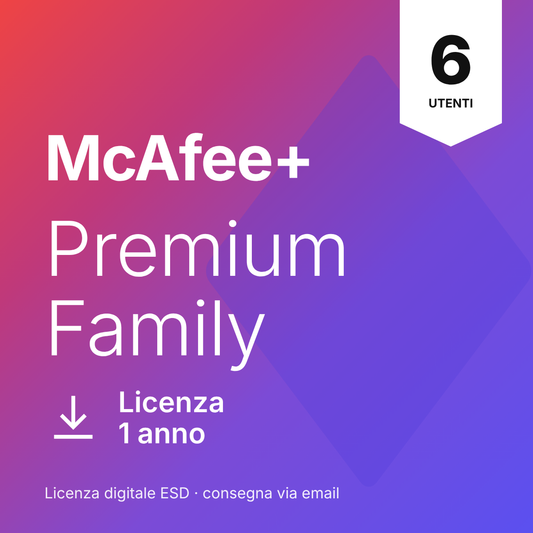 McAfee+ Premium Family 6 Utenti 1 Anno Licenza ESD