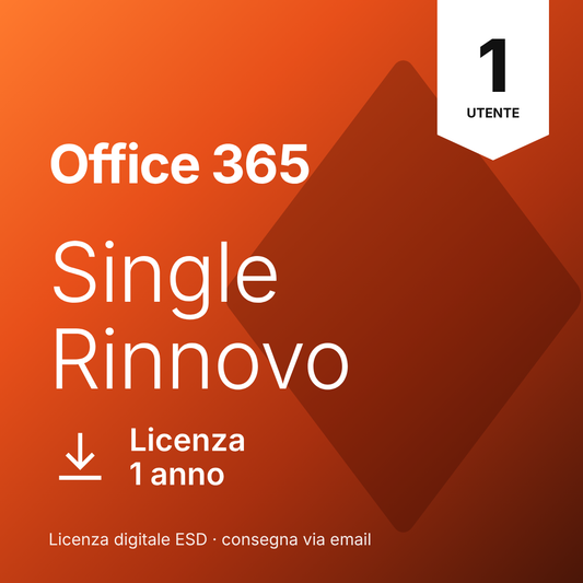 Rinnovo Office 365 Single 1 Utente 1  dispositivo 1 Anno ESD