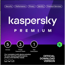 Kaspersky Premium Total Security 2024 | 5 dispositivi | 1 anno | Anti-Phishing e Firewall | VPN illimitata | Password Manager | Parental Control | Assistenza 24/7 | PC/Mac/mobili | Attivazione e-mail