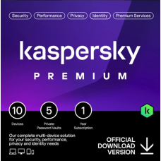 Kaspersky Premium Total Security 2024 | 10 dispositivi | 1 anno | Anti-Phishing e Firewall | VPN illimitata | Password Manager | Parental Control | Assistenza 24/7 | PC/Mac/mobili | Attivazione e-mail