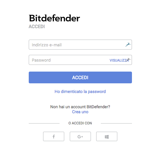 registrare un account bitdefender